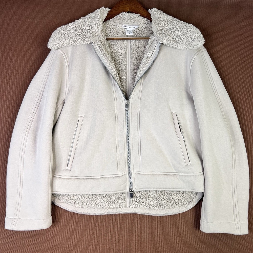 Athleta Westbound Sherpa Jacket Abalone Beige Women's Size S
